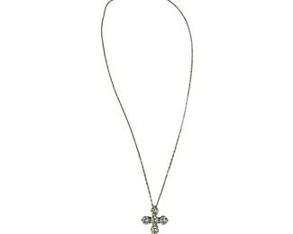 14kt Yellow Gold Cubic Zirconia Cross Necklace
