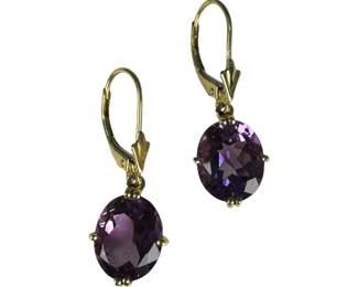 14kt Yellow Gold Amethyst Drop Earrings