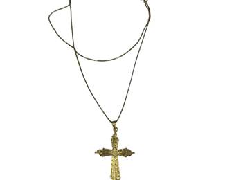 14kt Yellow Gold Large Cross 30pt5in Necklace