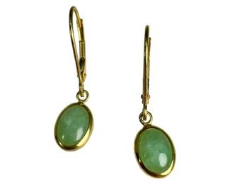 14kt Yellow Gold Jade Dangle Earrings
