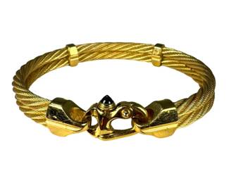14kt Yellow Gold Double Cable Bracelet with Sapphire