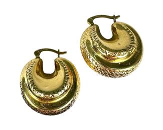 14kt Yellow Gold Wide Tapered Hoop Earrings