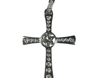 14kt White Gold Diamond Cross Pendant