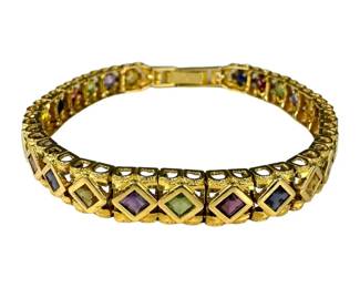 14kt Yellow Gold Multi Gemstone Link Bracelet