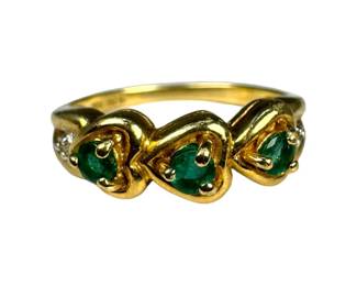 10kt Yellow Gold Emerald Heart Ring