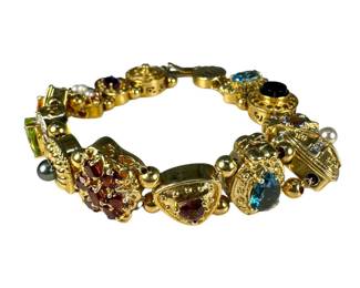 14kt Yellow Gold Multi Gemstone Slide Bracelet