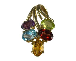 10kt Yellow Gold Multi Gemstone Pendant
