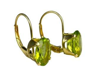 14kt Yellow Gold Peridot Drop Earrings
