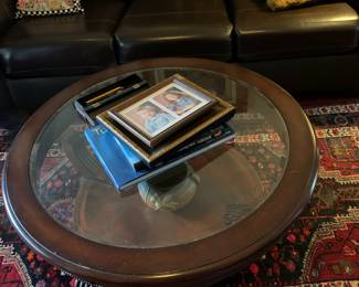 Round glass coffee table