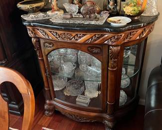 Marble top curio cabinet