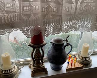 Candles, German steins and pitchers