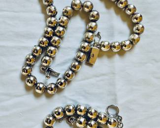 Beaded sterling necklace and bracelet