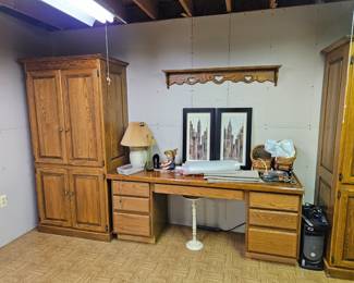 Storage cabinets, desk