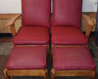 Pair of Vintage Chairs with Matching Ottomans!