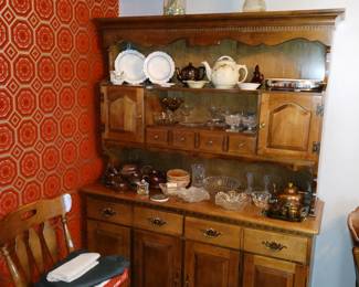 Maple Dining Hutch and a Variety of Glassware!