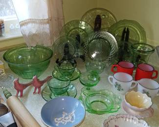 Collection of Green Depression Glass!