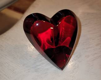 Baccarat crystal ruby red heart paperweight