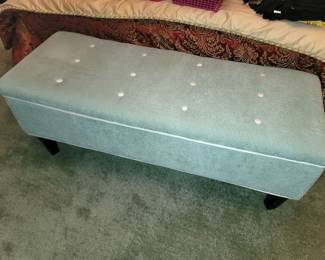 Soft blue/green storage bench