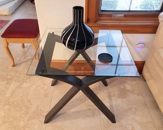 Pair of end tables (white leather sleeper sofa not shown yet)