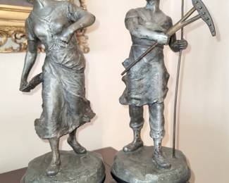 La Moissonneuse, French Spelter Sculptures, Mid Century Era (Zinc or Aluminum)