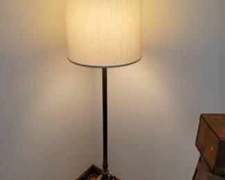 Antique green onyx and brass floor lamp