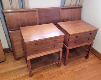 Mid-Century headboard, footboard and nightstands
