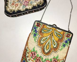 Antique/vintage petite point purse and micro bead purse. In excellent condition!