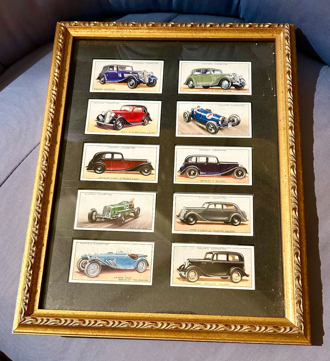 Vintage Players Cigarettes Motor Cars framed cards