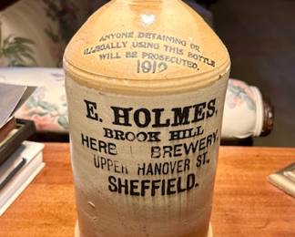 1912 E. Holmes Brook Hill Brewery stoneware jug made into a lamp