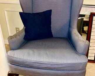 Vintage blue wing-back chair