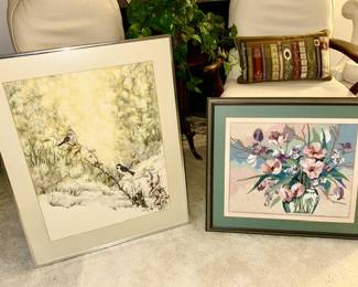 Frances V. Shadley artwork, stitched flower vase picture