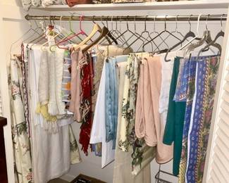 Vintage & modern table linens, curtains, pillows, etc., some sold