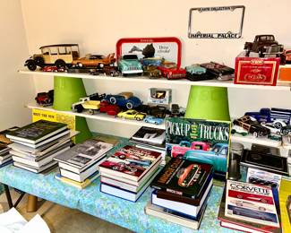 Collectible die cast cars (some sold), great vintage/modern collector car books (some sold)
