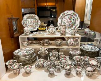 Antique "Indian Tree" multi-color dinnerware