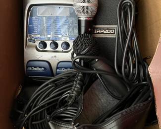 Digitech RP 200 multi effect guitar pedal and microphones