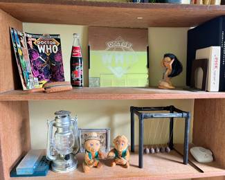 Dr. Who Comics and Mirror, lantern light, Vintage Newton's Cradle Executive Toy
