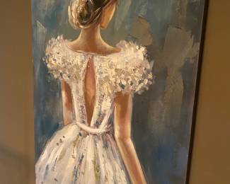 Large painting of girl.