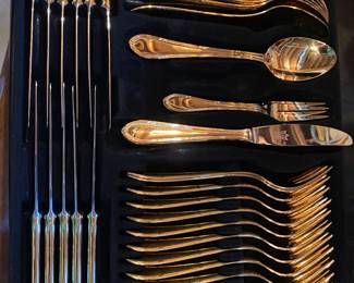 Solingen 18/10 24 KT Gold Plated flatware set.