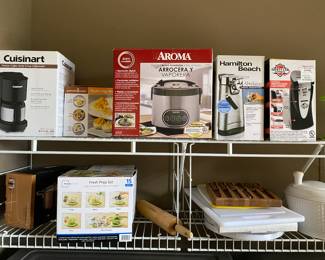 Kitchen ware new in boxes.