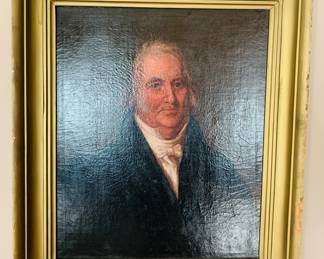 Info from family:
I have been told by a couple of sources in my genealogy work and by information from mom, that it is Samuel Davies Rawlins. SDR only lived for about 48 years. Life was a lot harder back then and this was likely painted just before he died. He lived 1794-1838. He was known as “The Grand Old Man of Granville County” and was quite well off.
I have met another family member through Ancestry.com who has an identical picture of SDR’s son- Edwin Albin Rawlins. Both pictures had to have been done I. The same time frame because they are so similar.