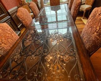 Decorative metal inset with glass top