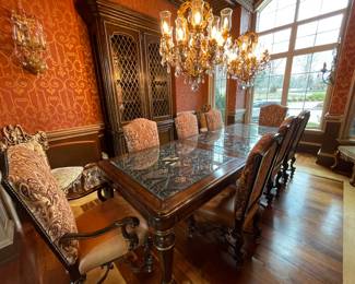 Marge Carson dining table with 8 chairs