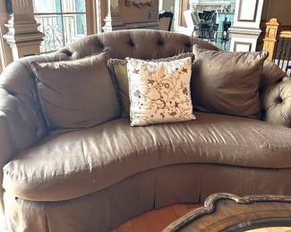 Marge Carson sofa with silk upholstery