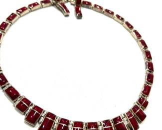 925 & red coral necklace & earrings