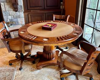 game table (50" round) with 3 chairs