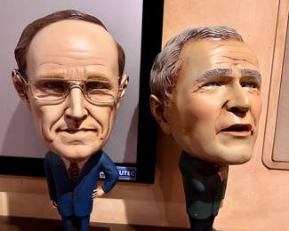 17" tall Rudolph Guiliani " Big Head" sculpture and George W. Bush "Big Head" 17" sculpture