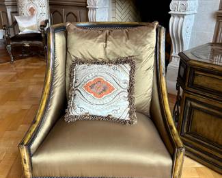 Marge Carson chair with silk upholstery