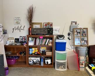Bookcases, books, tools, art, decor,misc
