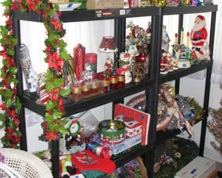A couple shelves of Christmas
