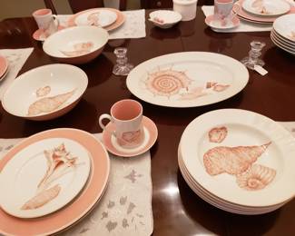 FITZ & FLOYD CHINA SET COQUILLE AND RONDELET PEACH